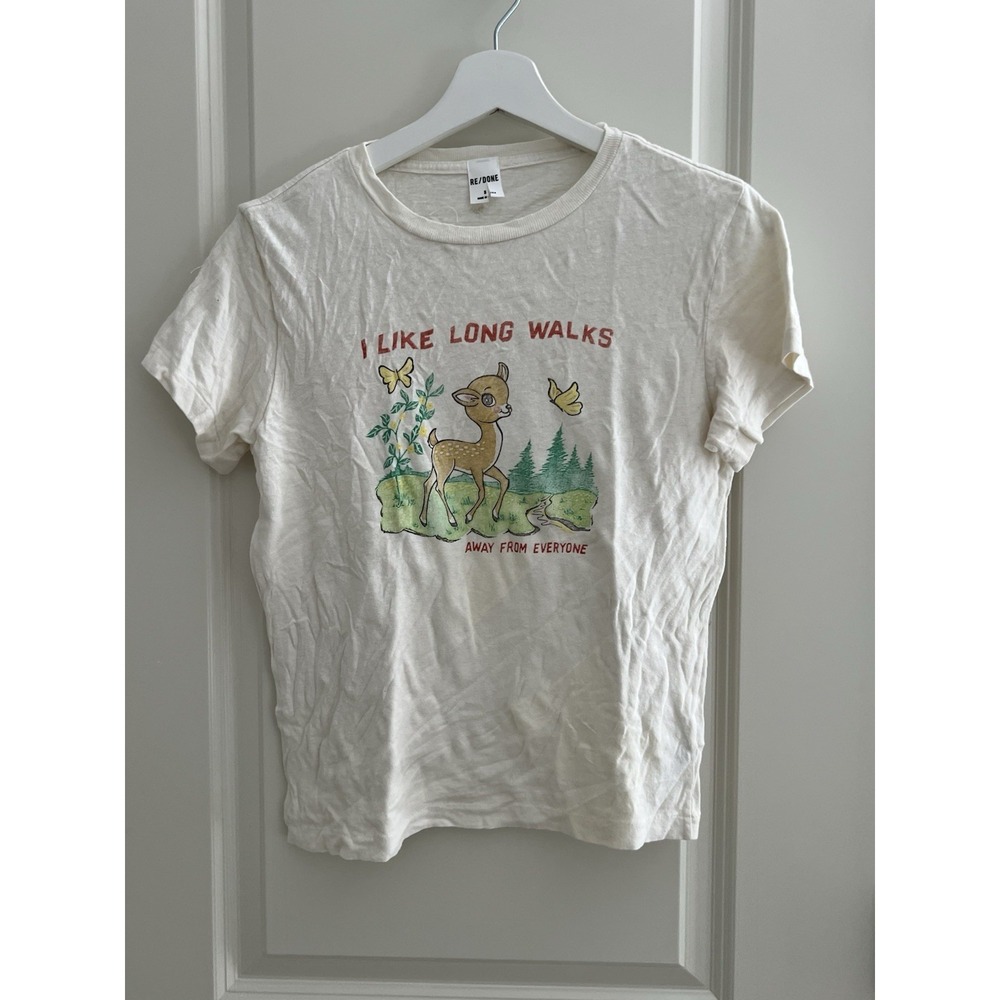 Re/Done White Graphic Tee with Deer Print - Picture 3 of 8